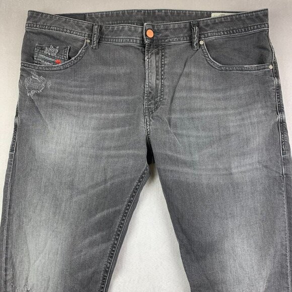 Diesel Mens Pants 38 Gray Distressed Jeans Thommer Slim Skinny Wash 069BH 38x32 - Picture 2 of 14